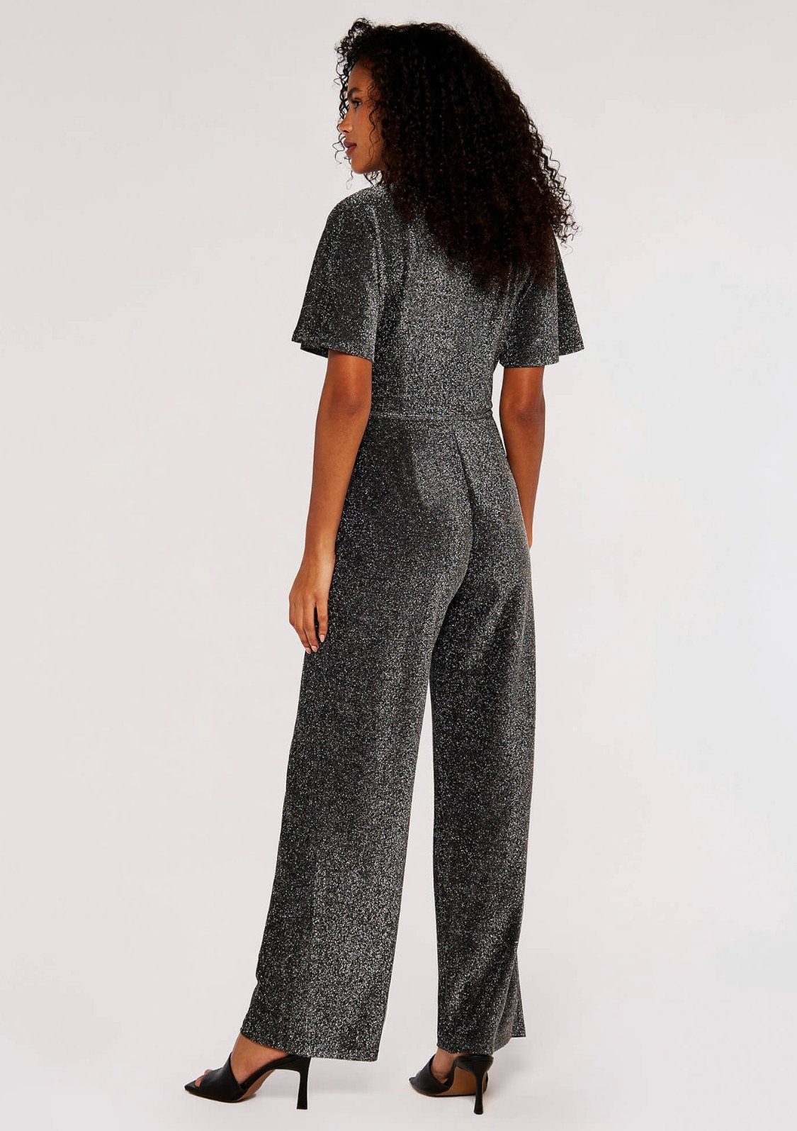 Apricot Jumpsuit Sparkle Angel Sleeve Jumpsuit (2-tlg., mit Bindeband) mit Glitzer