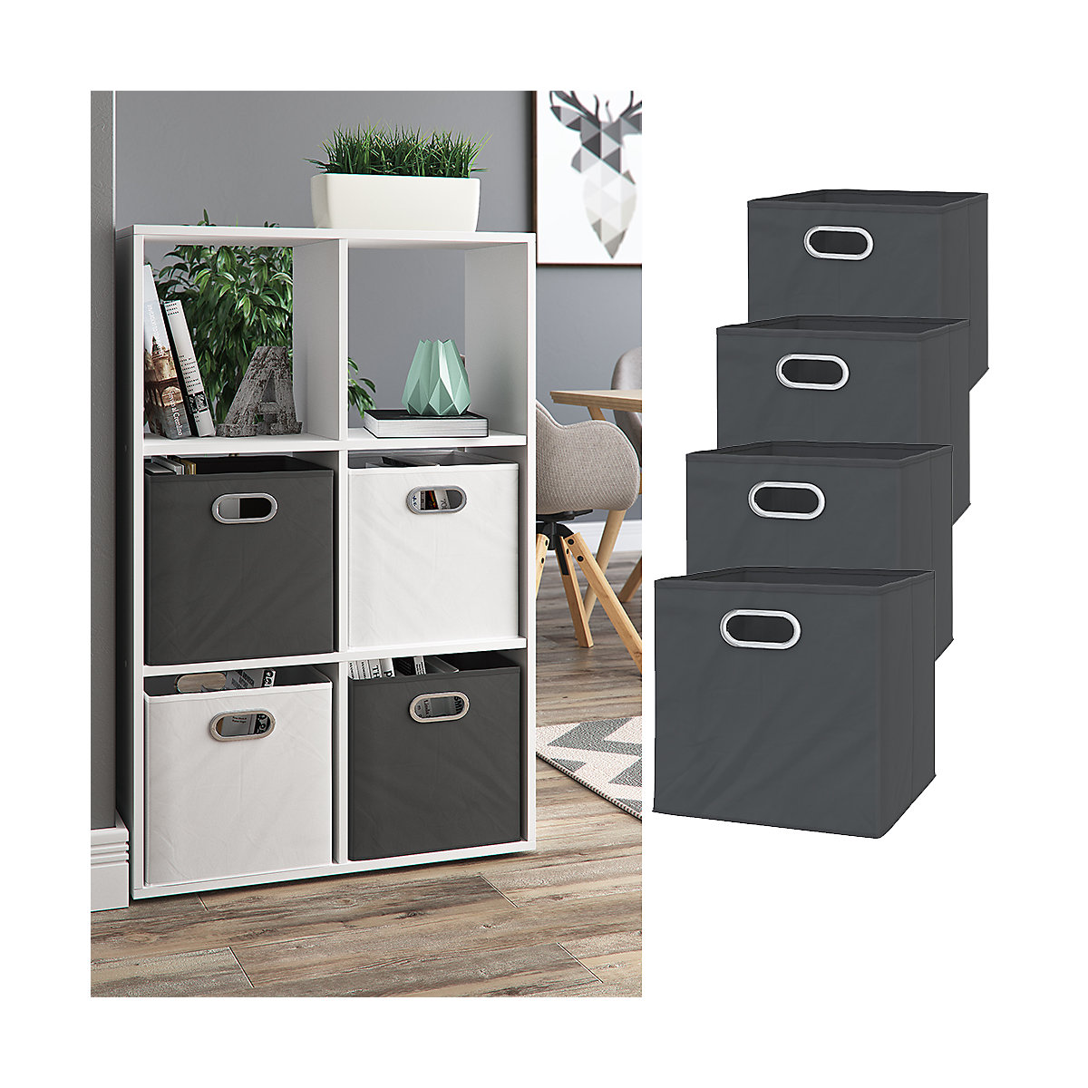 Faltbox 4er Set Anthrazit