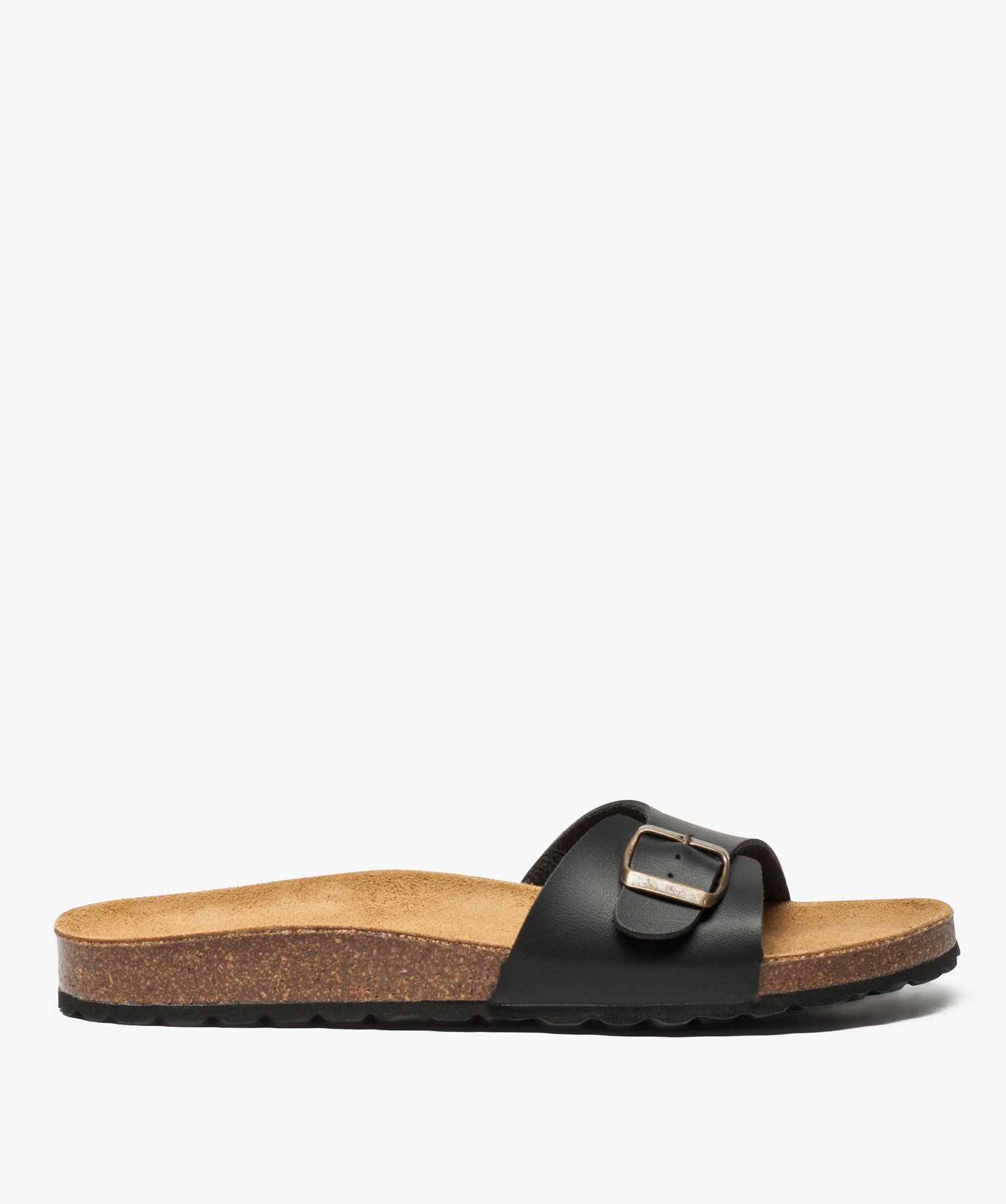 Sandales homme avec large bride à boucle noir | GEMO
