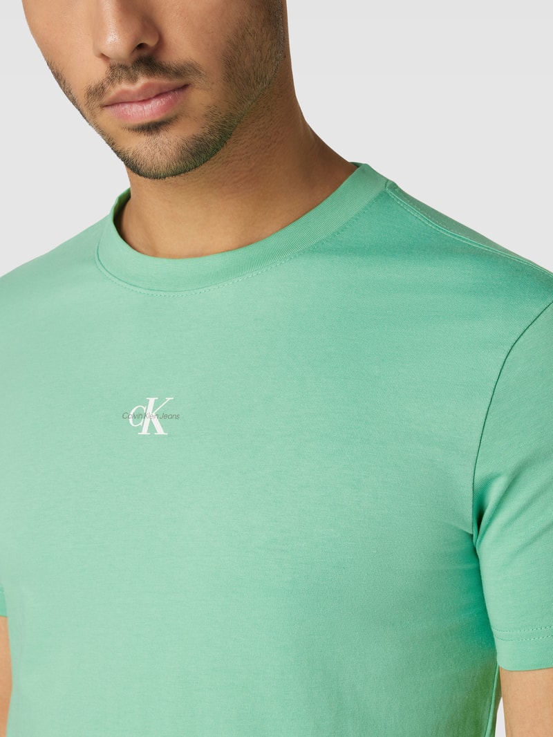 T-Shirt mit Label-Print in hellgrün