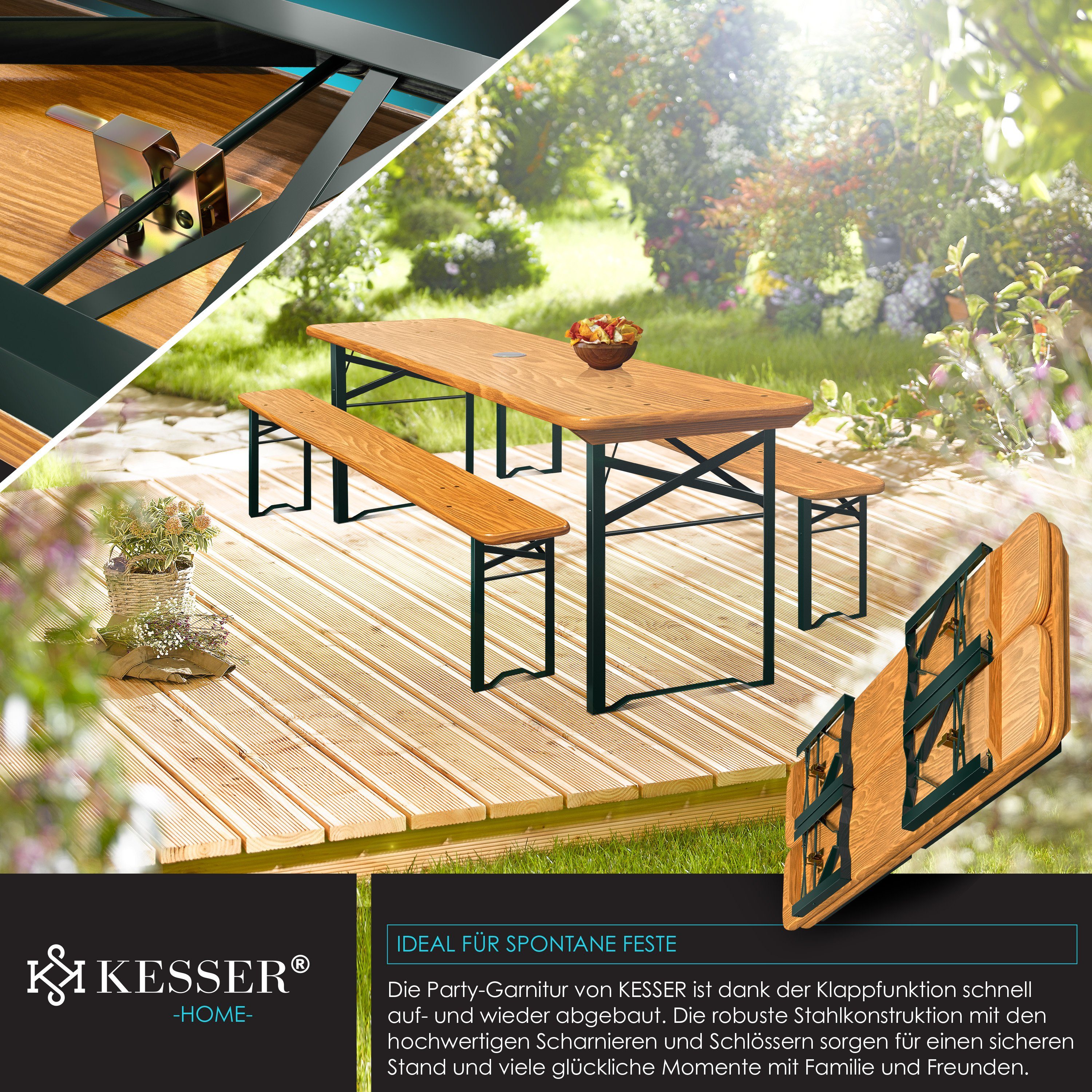 KESSER Bierzeltgarnitur, Bierzeltgarnitur teilig Gartenmöbel-Set Klappbar