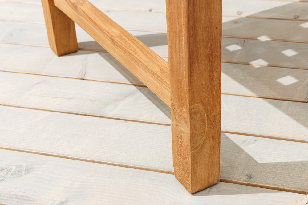 riess-ambiente Gartenbank EMPIRE TEAK 120cm natur (Einzelartikel, 1-St), Massivholz · wetterfest · Lehne · Maritim · Outdoor · Balkonmöbel