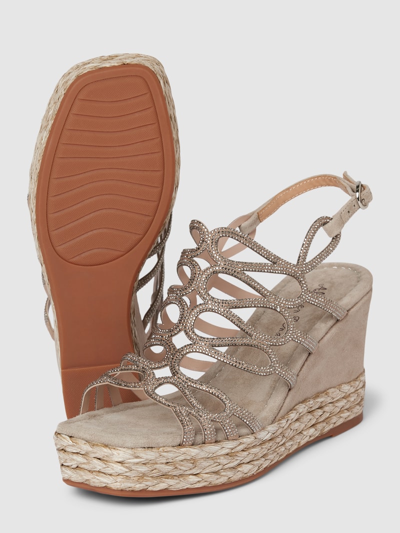 Wedges mit Strasssteinbesatz in taupe