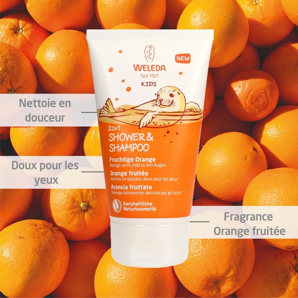 WELEDA 2in1 Shower & Shampoo Orange fruité - 150 ml Hygiène
