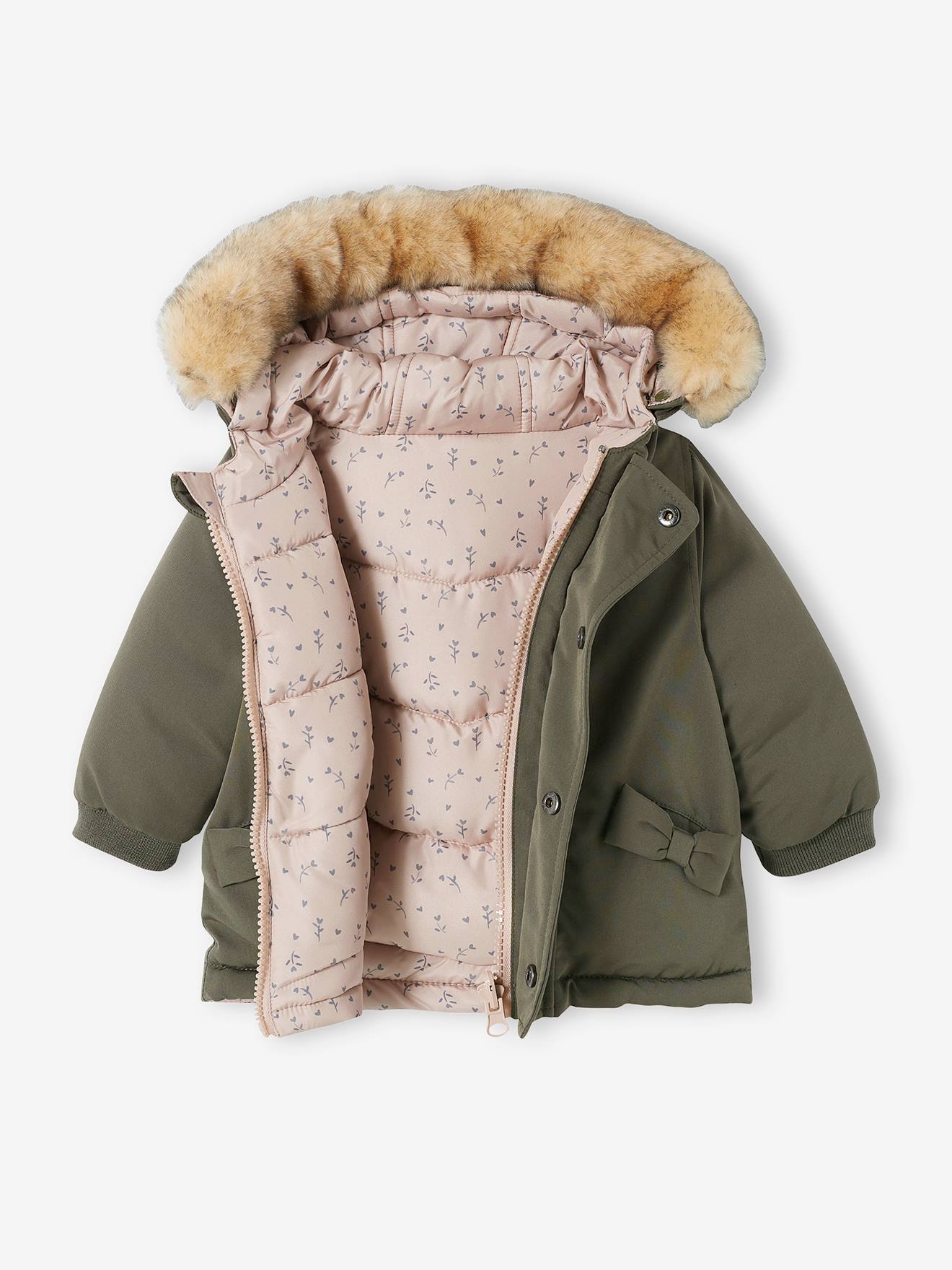Parka réversible bébé kaki