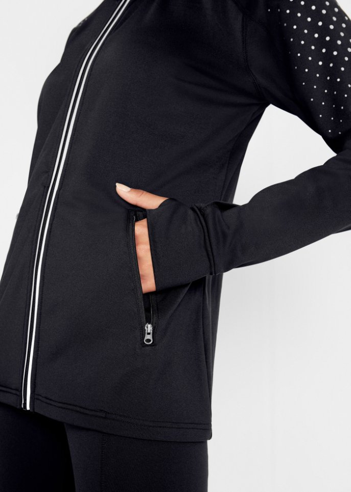 Thermo Sportjacke mit reflektierendem Druck
