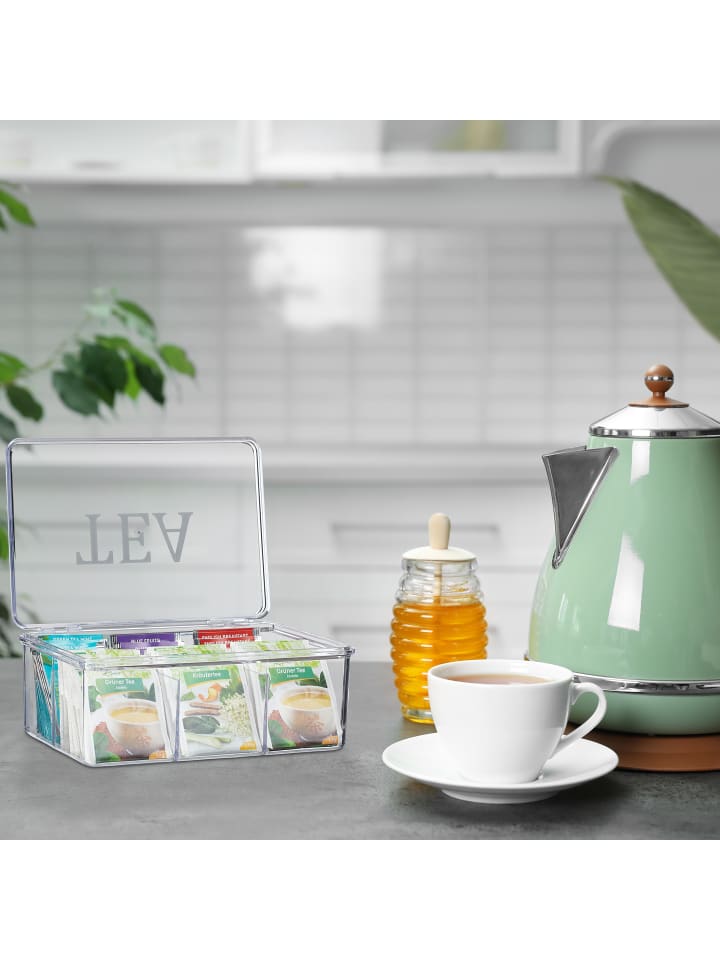 relaxdays Teebox in Transparent - (B)21,5 x (H)9 x (T)15 cm günstig kaufen onesize