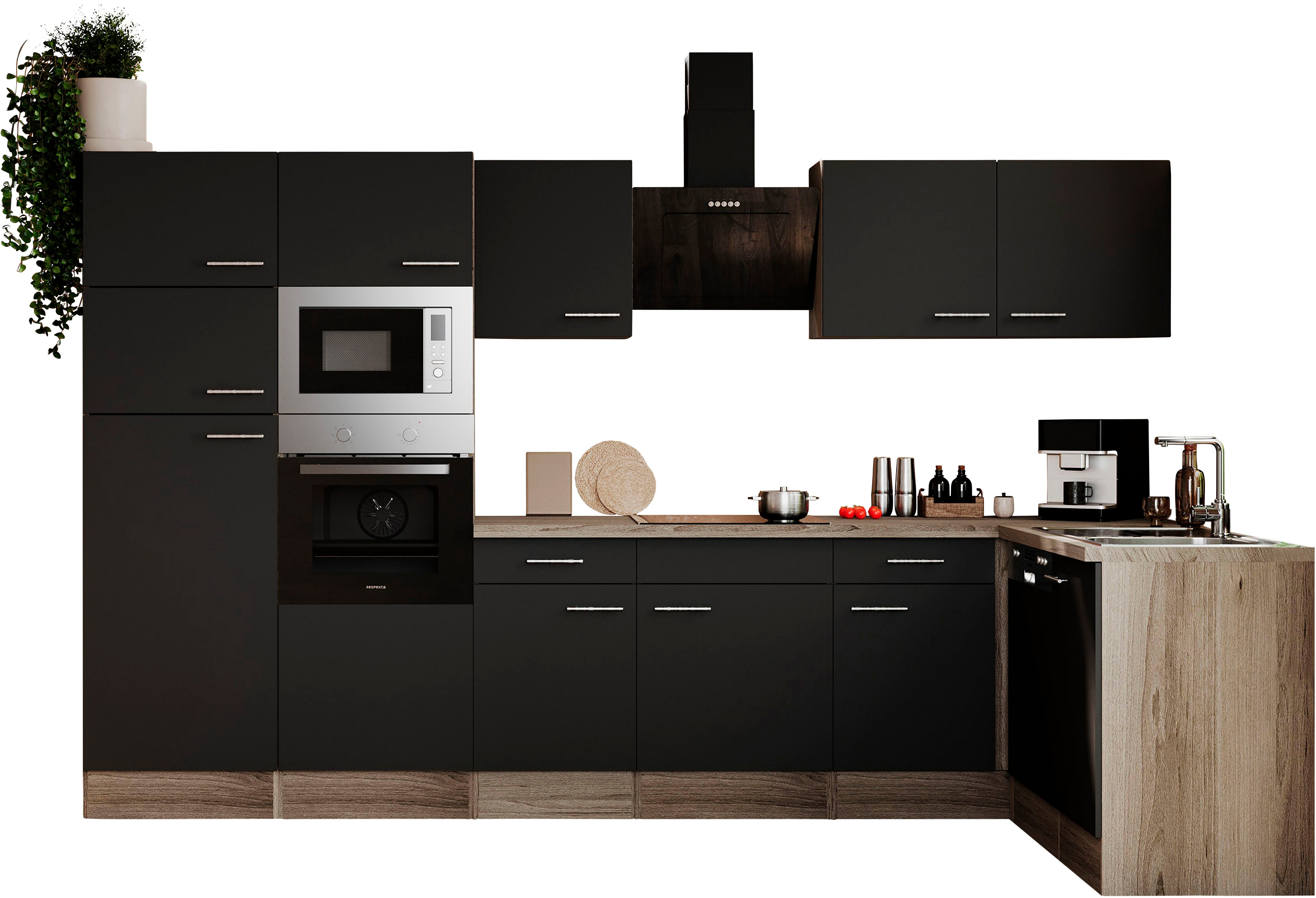 RESPEKTA Küchenzeile Oliver, Breite 340 cm, wechselseitig aufbaubar