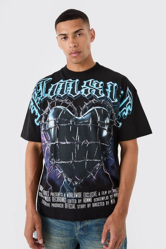 Oversize T-Shirt mit Herz-Print