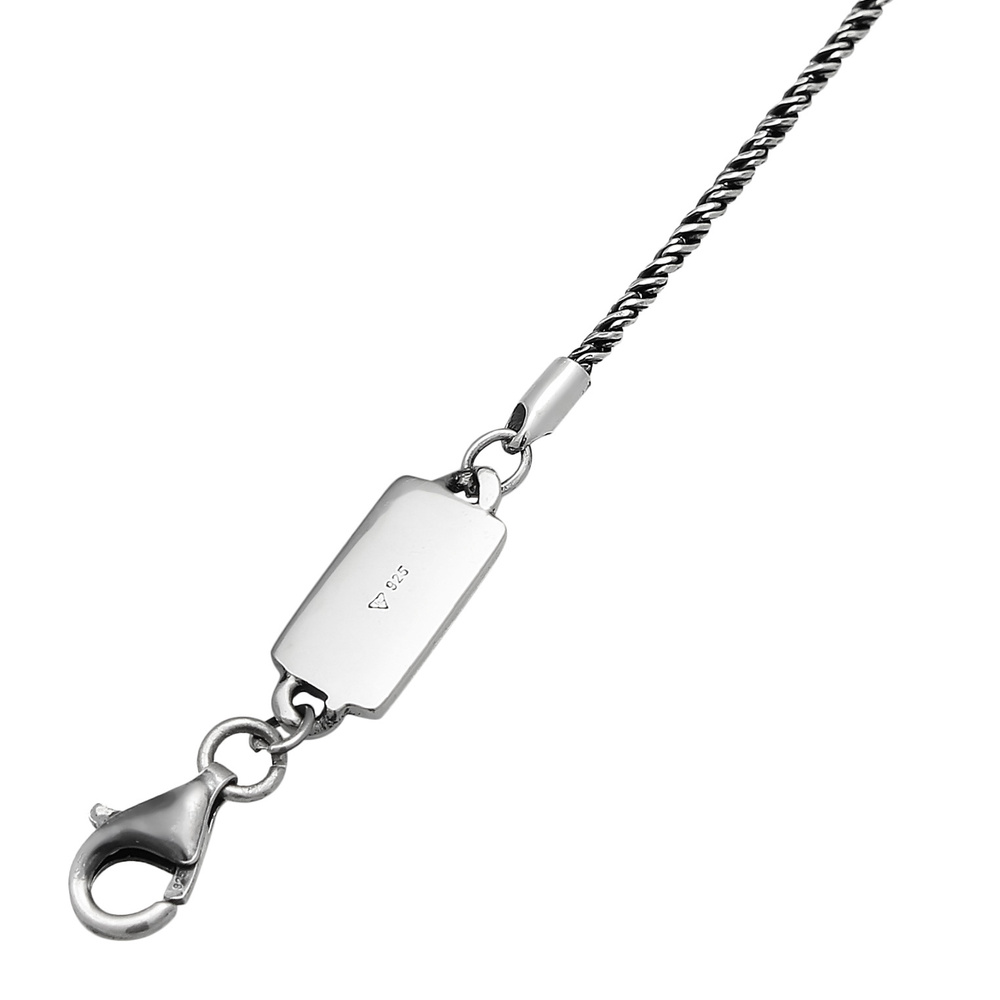 KUZZOI KUZZOI Bracelet Collier pour homme avec cordon torsadé Basic Elegant oxydé en arg Bracelet