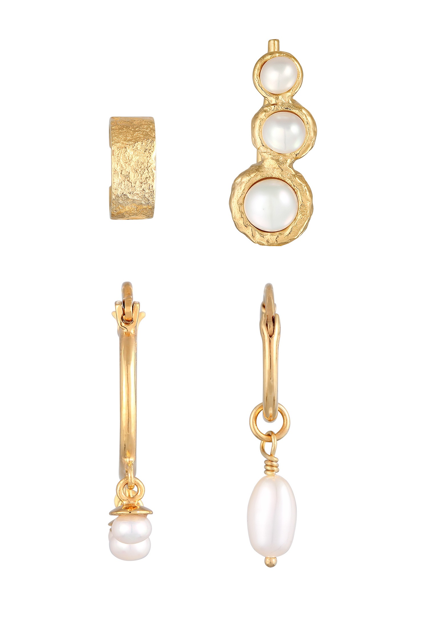 Elli Femmes Earcuff Créole Earclimber Set elegant cu perle de cultură d'Eau Douce în argent sterling 925