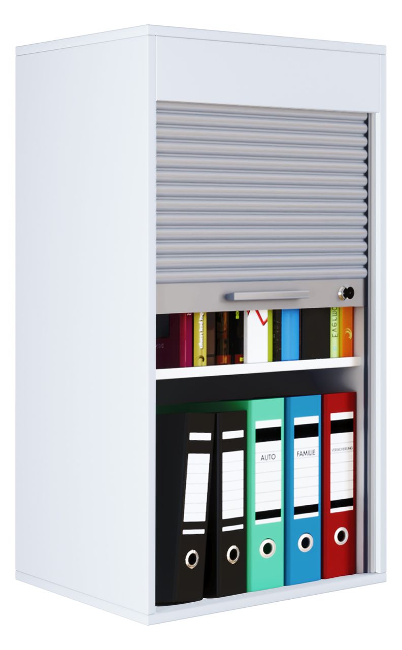 VCM Büroschrank mit Rollladen Aktos L Weiß
