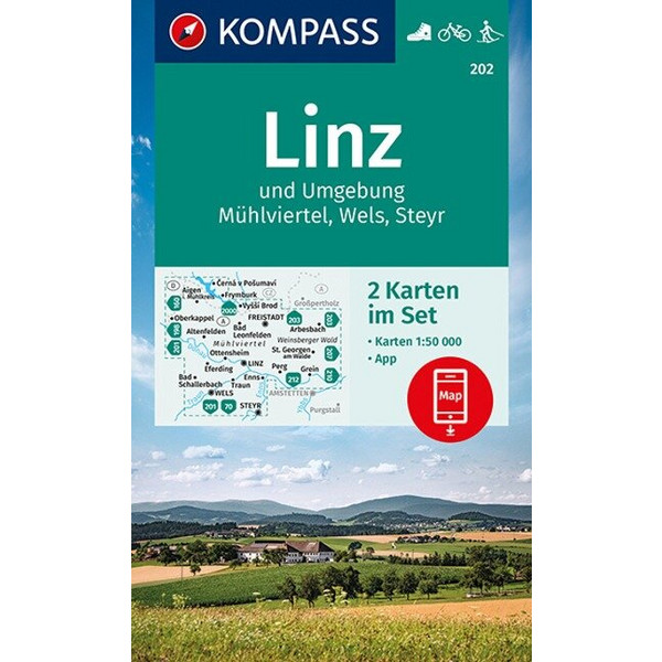 KOMPASS WANDERKARTE LINZ UND UMGEBUNG, MÜHLVIERTEL, WELS