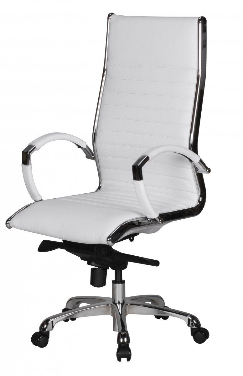 Amstyle Drehstuhl SPM1.233 (SALZBURG 1 Echtleder Weiß Schreibtischstuhl), Bürostuhl XXL 120kg Chefsessel höhenverstellbar