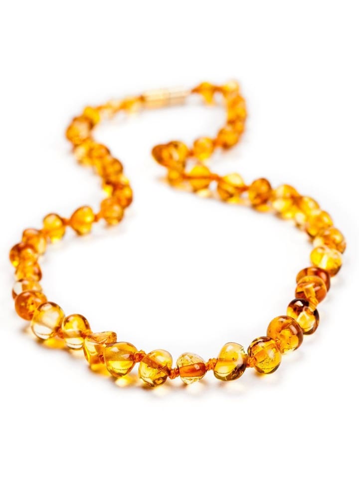 Grünspecht Bernsteinkette für Babys - Barock Cognac in gold günstig kaufen onesize