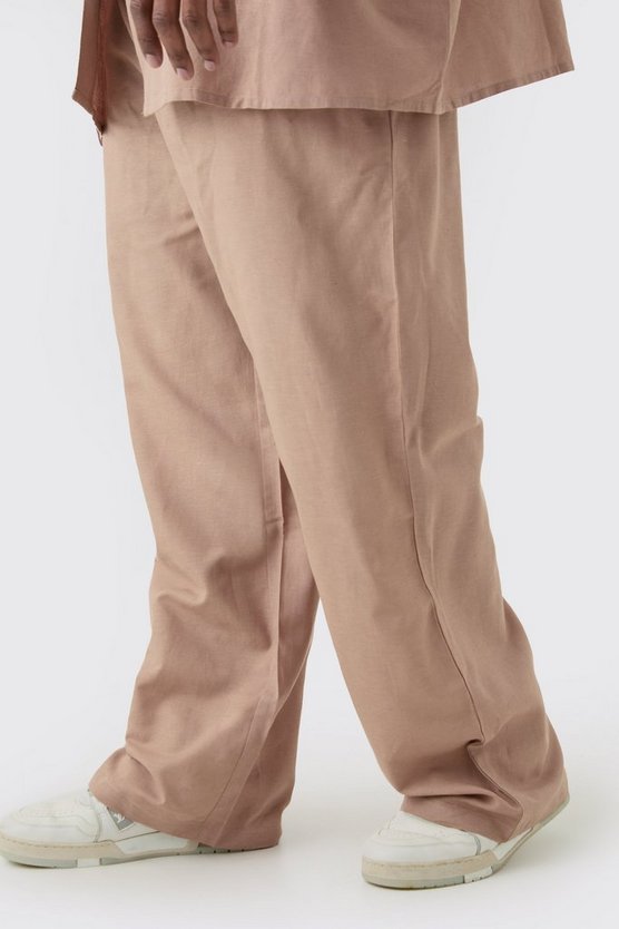 Plus lockere Leinen-Hose mit elastischem Bund
