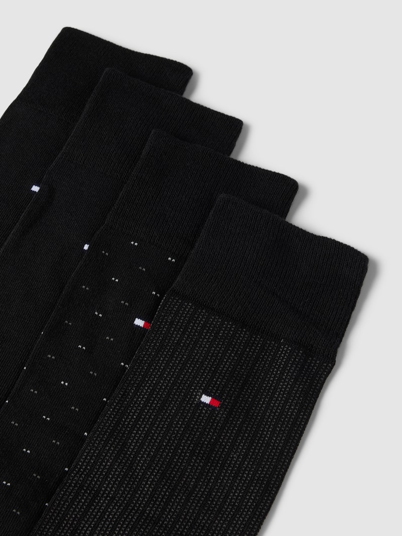 Socken mit Label-Stitching im 4er-Pack in schwarz