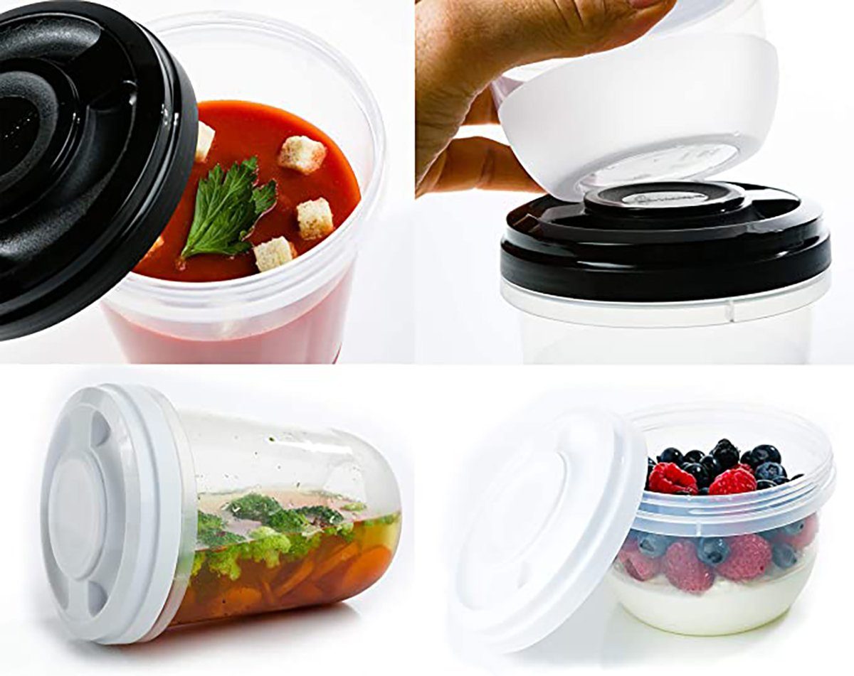 Centi Aufbewahrungsbecher Frischhaltedosen mit Schraubdeckel, z.B. für Meal Prep, stapelbar, Kunststoff, (Spar Set, 6-tlg., 1L Dose: H16 cm, Ø oben 12 cm- 500 ml Dose: H 9 cm, Ø wie 1L Dose), gefriergeeignet, mikrowellengeeignet, BPA-frei, geprüfte Q