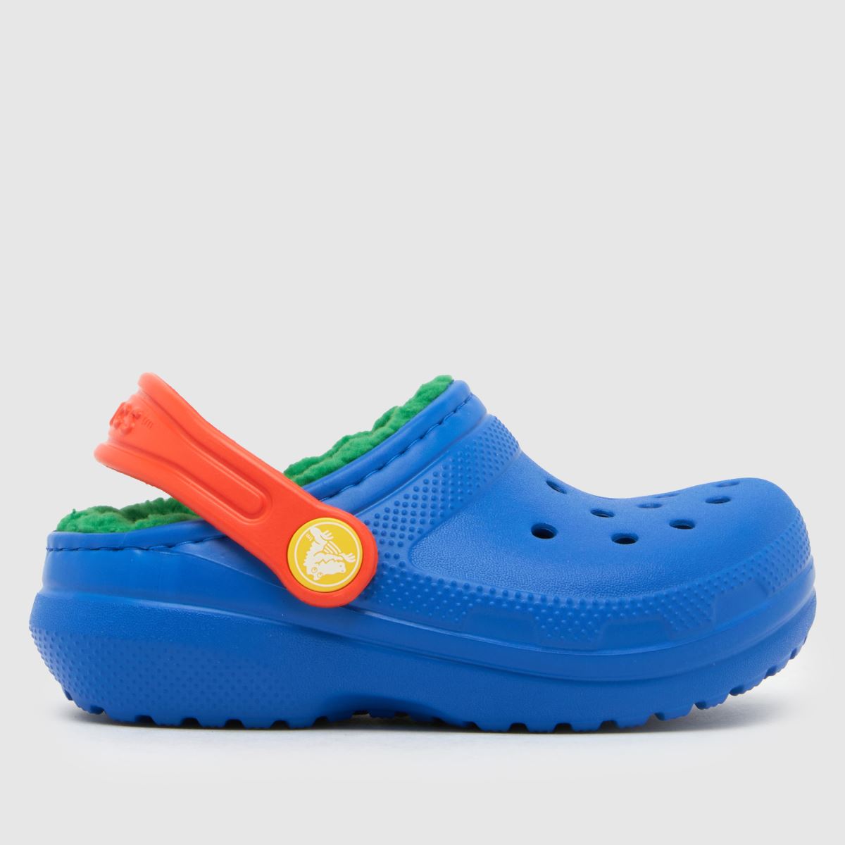 Crocs blå multifärgade klassiska fodrade träskor för pojkar, småbarnssandaler