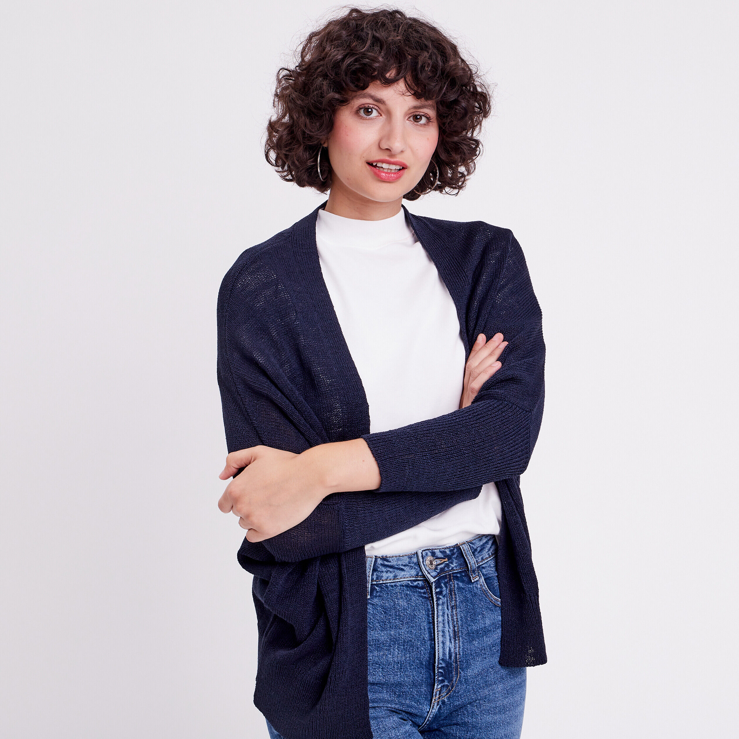 Gilet manches papillons bleu marine femme | Cache Cache