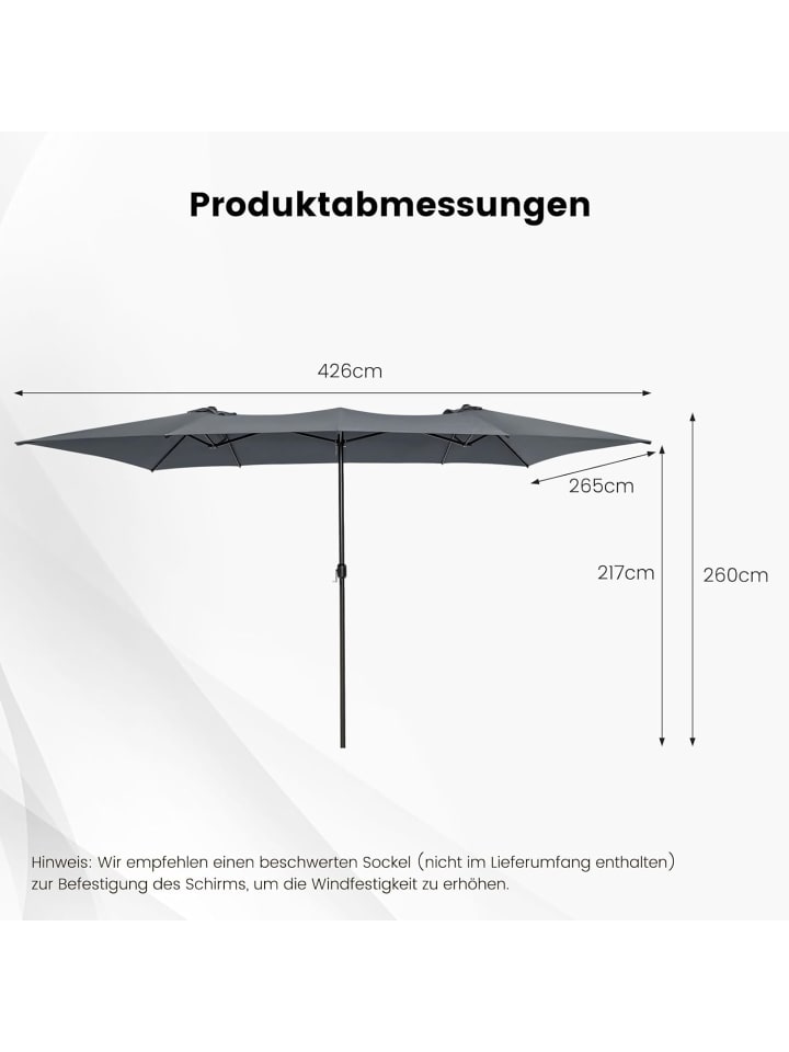 COSTWAY Doppelsonnenschirm 426x265cm in Anthrazit günstig kaufen onesize