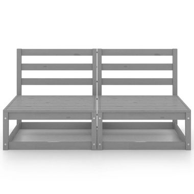 vidaXL Loungesofa Gartensofa 2-Sitzer Grau Massivholz Kiefer, 1 Teile