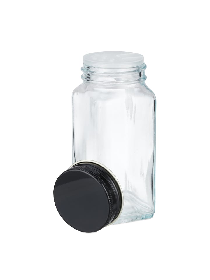 relaxdays 12 x Gewürzgläser in Transparent/ Schwarz günstig kaufen onesize