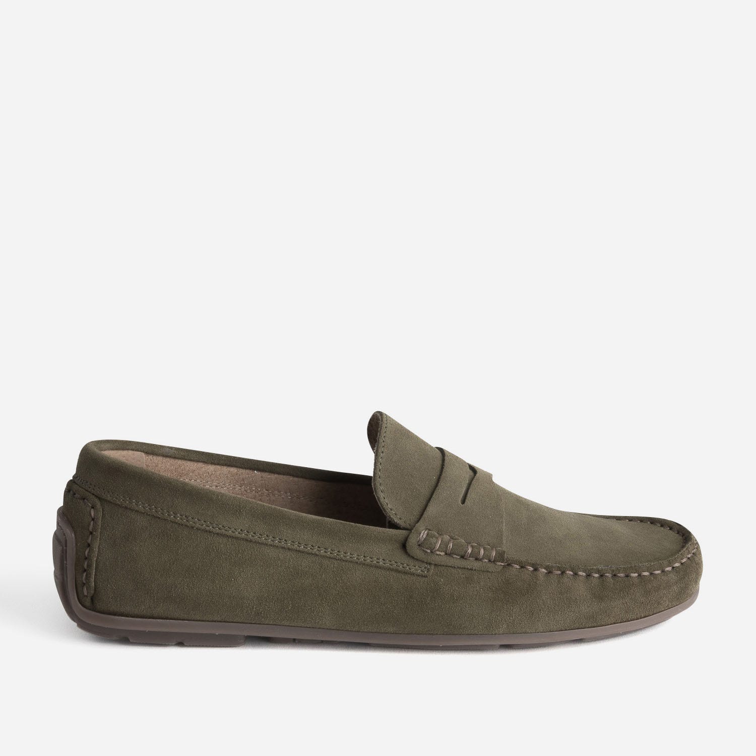 Mocassin kaki éco-conçu en cuir velours