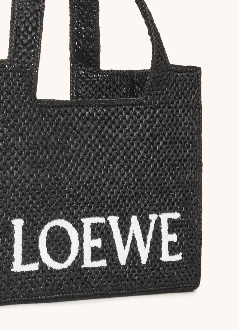 LOEWE Font Medium raffia shopper with detachable shoulder strap