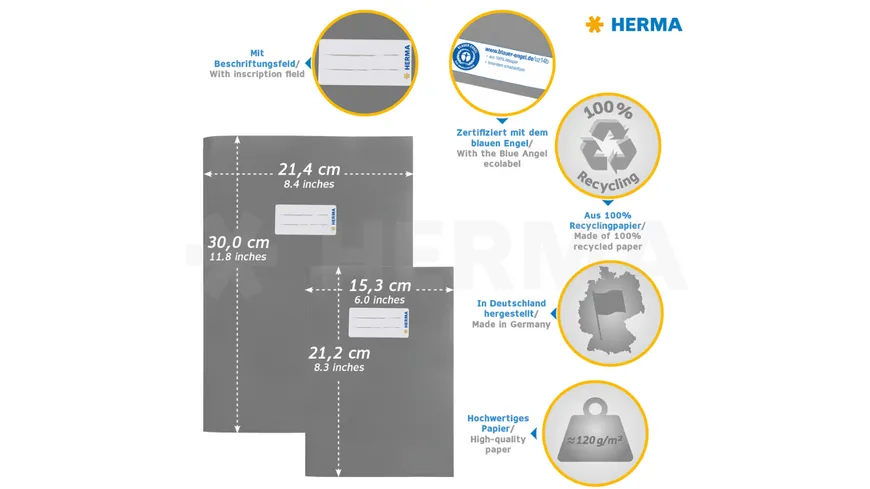 HERMA Hefthülle A4 aus Papier hellblau