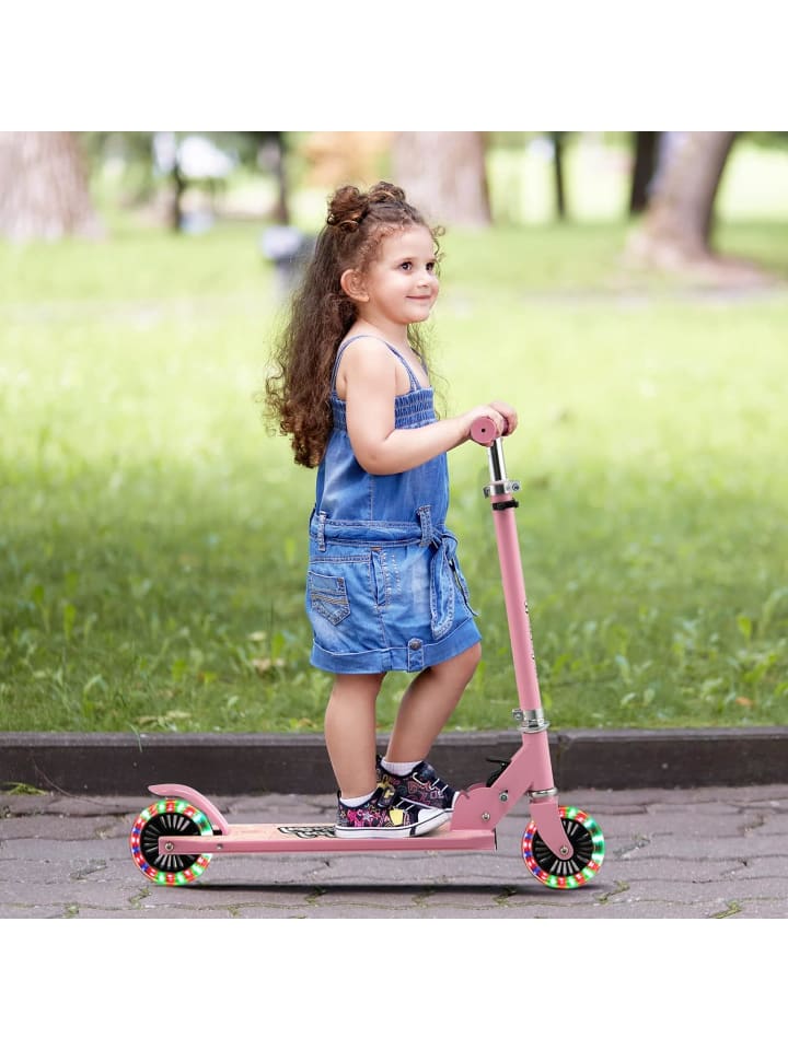 COSTWAY Scooter mit LED-Räder ab 3 Jahren in Rosa günstig kaufen 66 cm