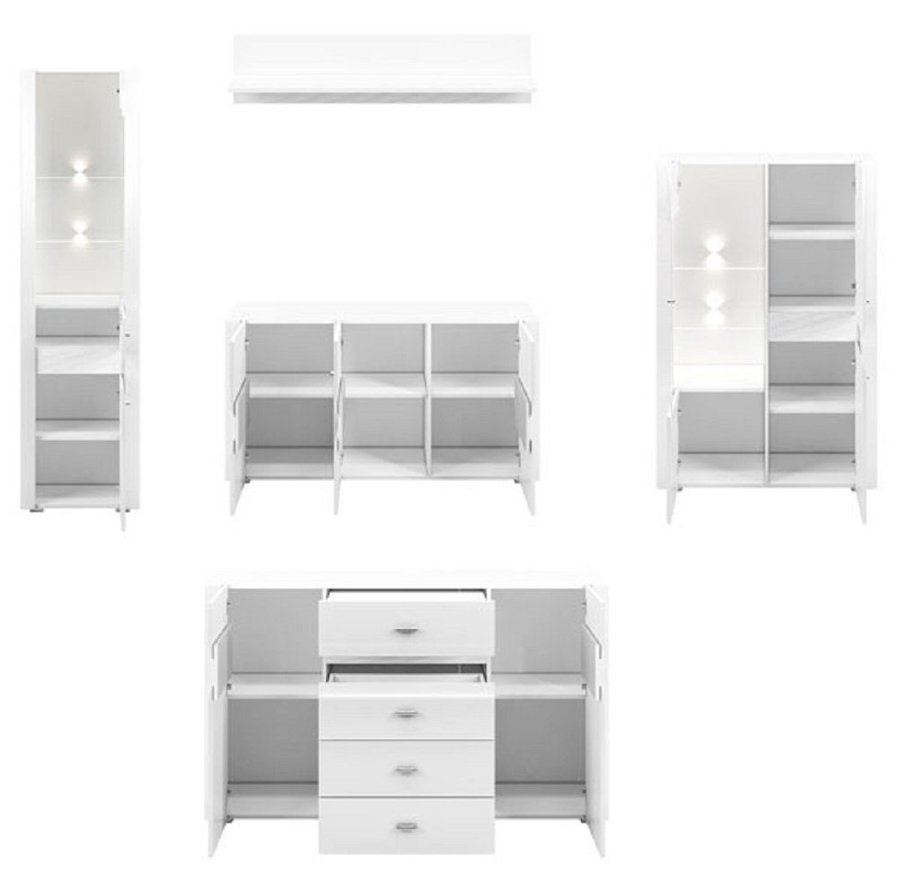 Feldmann-Wohnen Wohnwand ARKO, (Set), 2 Sideboards + 2 Vitrinen + 1 Wandregal