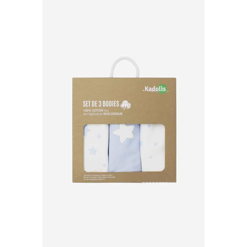 Lot de 3 Body manches longues en Coton Bio à motifs étoiles