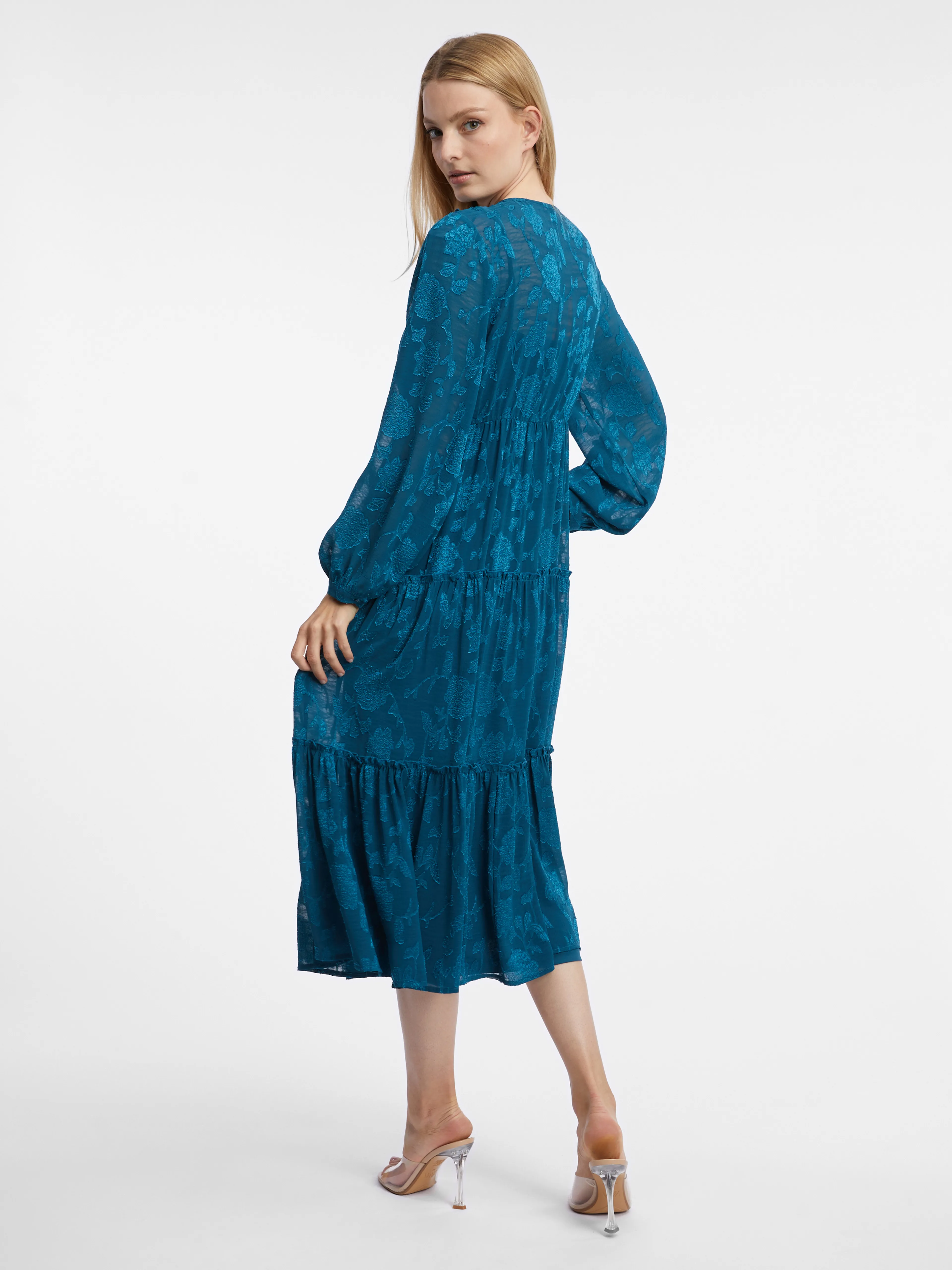 Blaues Damen-Midikleid mit Blumenmuster ORSAY