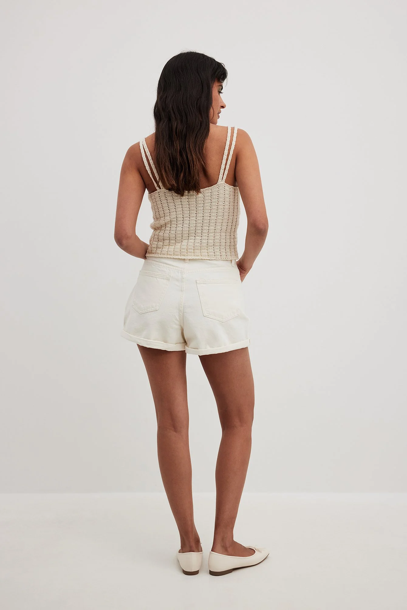 Jeans-Shorts mit Falten