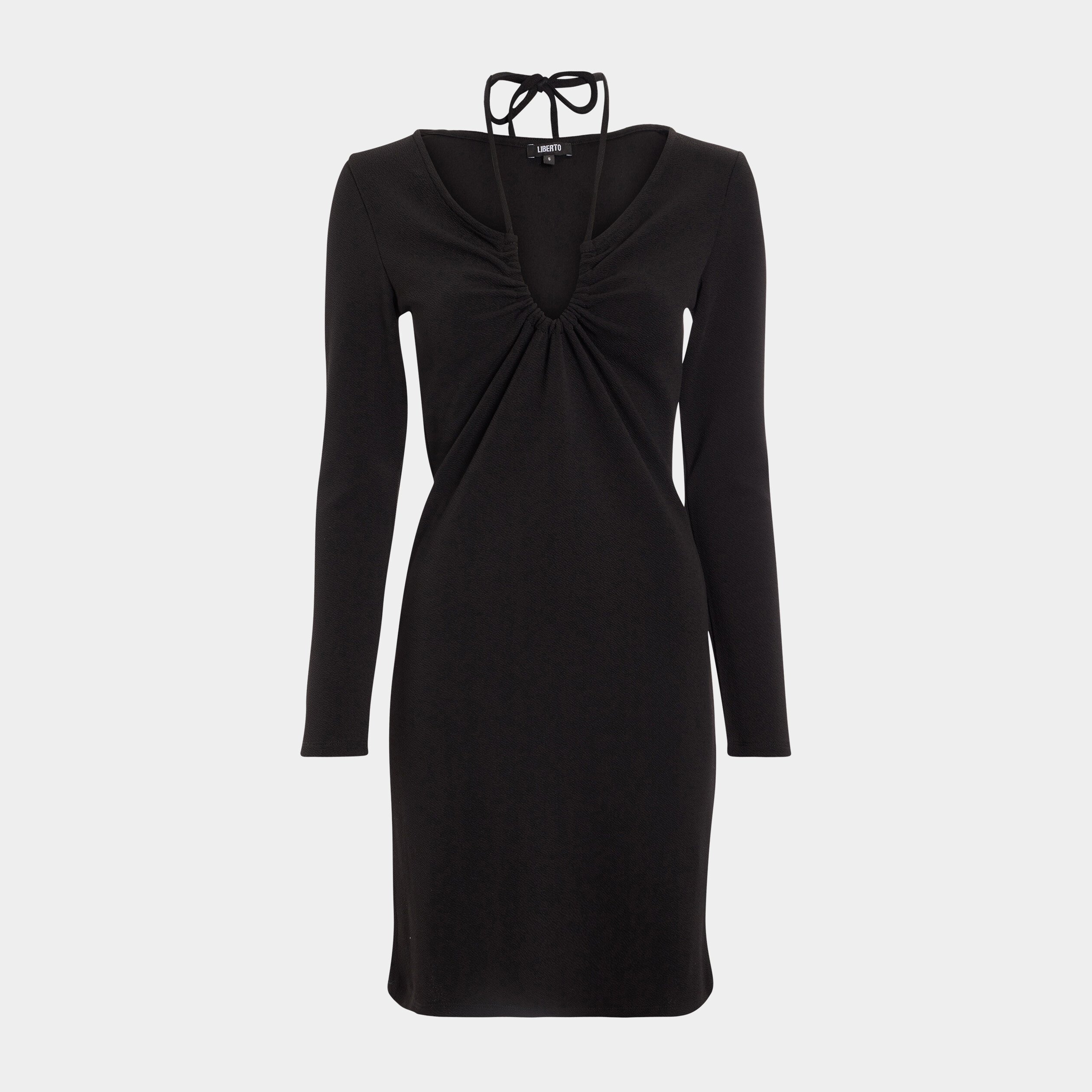 Robe droite avec lien à nouer noir femme | La Halle