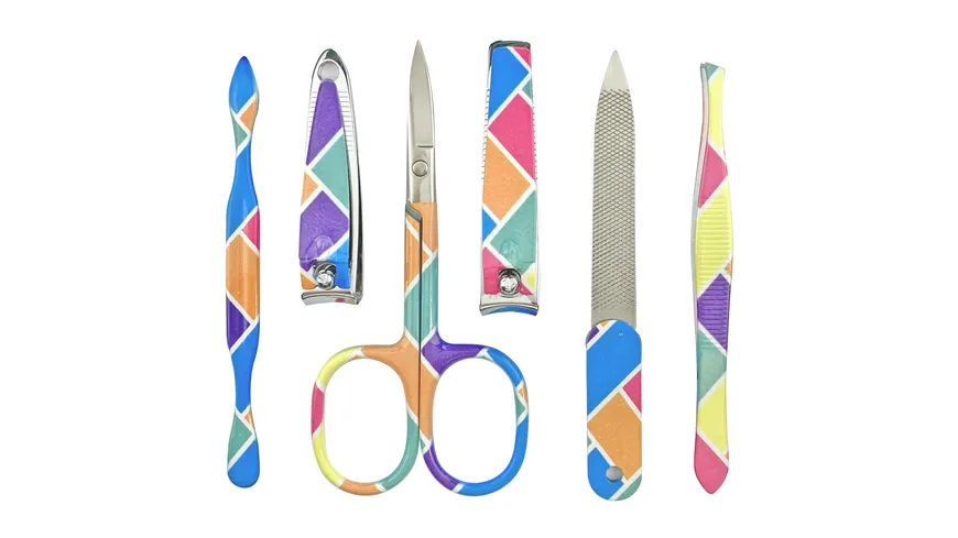 Rahmenmaniküre Etui, 6-teilig, Balken, Glitzer Balken, Glitzer