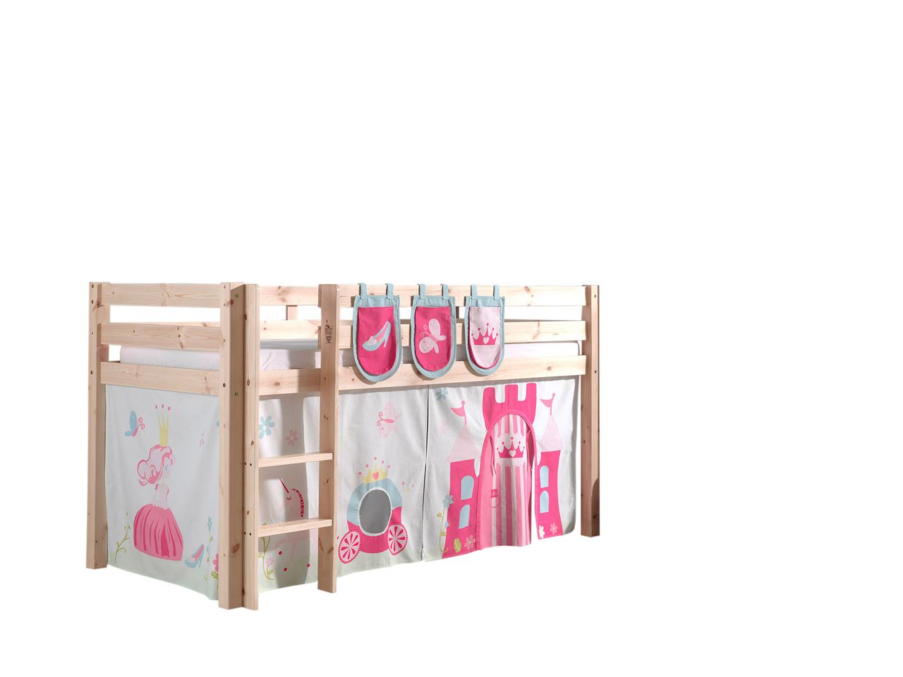 VIPACK Spielbett Pino mit Textilset Vorhang und 3 Taschen 