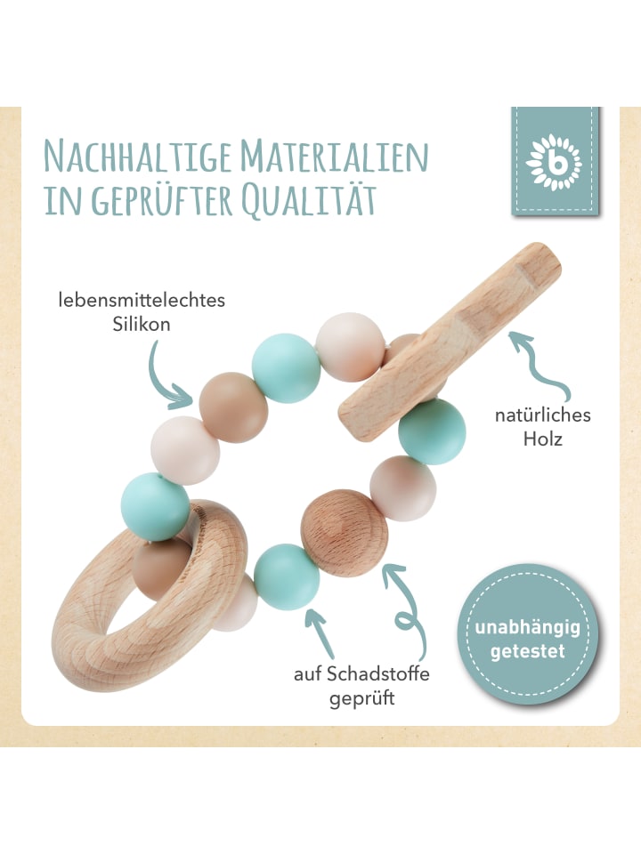 Bieco Spielwaren Greifling Holz Natur mit Silikon Kugel Eule - ab Geburt in Blau günstig kaufen onesize