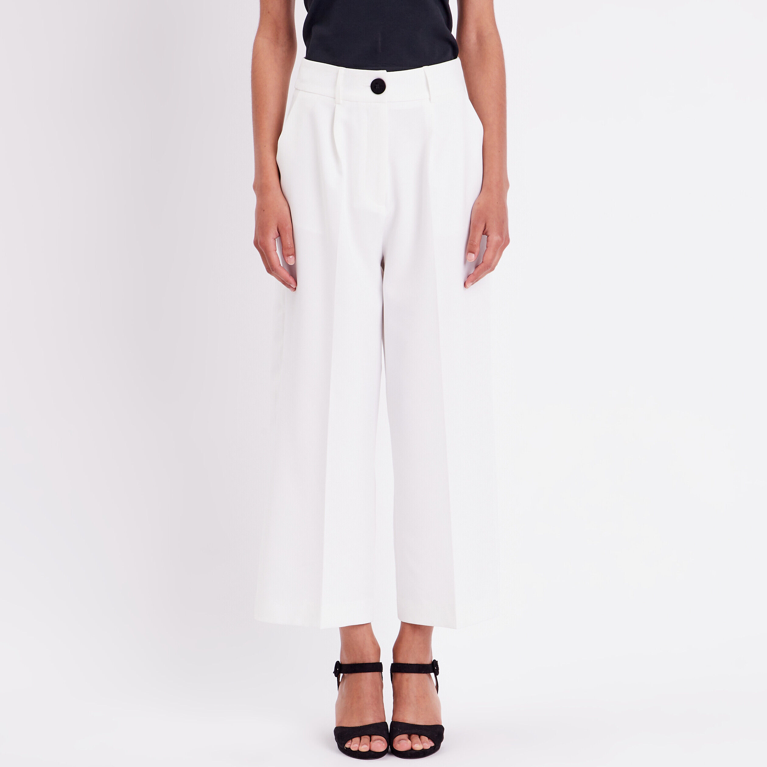 Pantalon city large ecru femme | Cache Cache