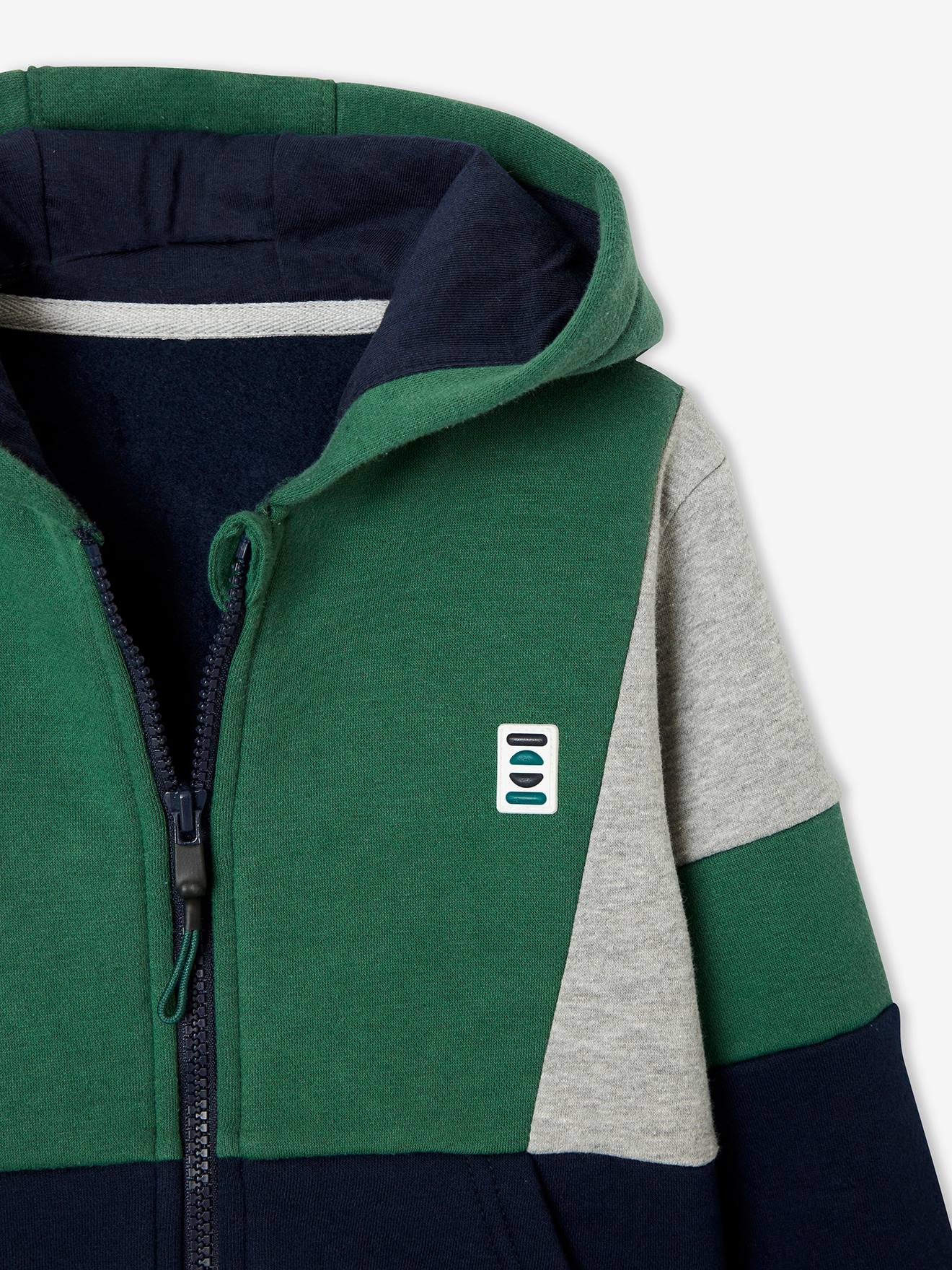 Vertbaudet Jungen Kapuzensweatjacke - grün/marine