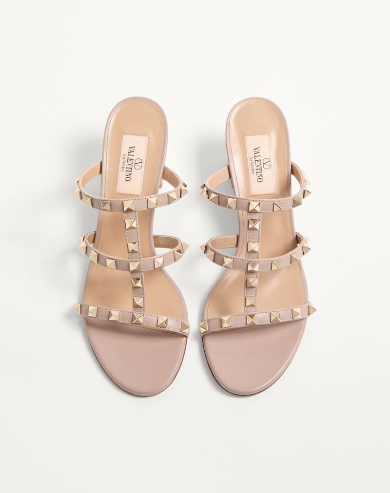 Rockstud Calfskin Slider Sandal 60mm