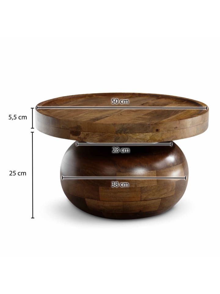 KADIMA DESIGN Couchtisch 50x50x30,5 cm Massivholz Walnussfarben Sofatisch günstig kaufen onesize