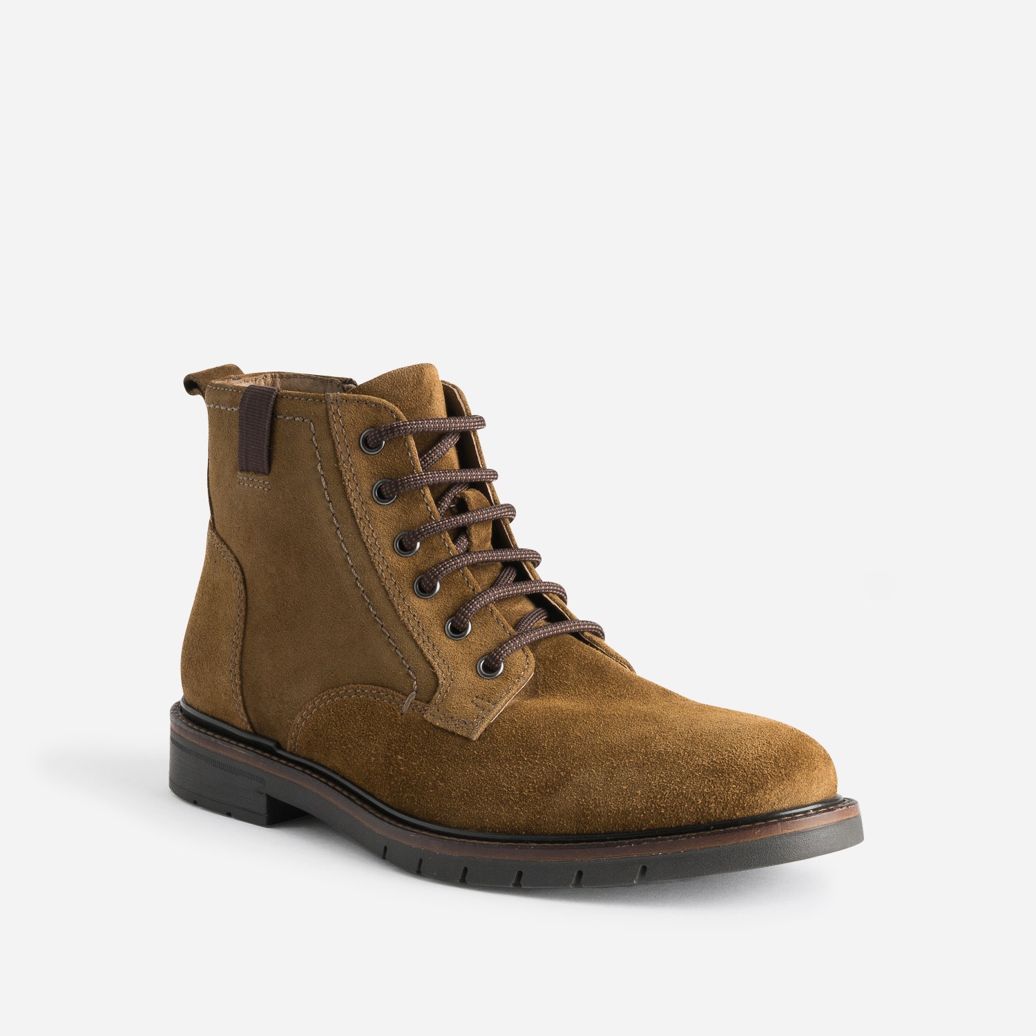 Boots à lacet marron en cuir velours