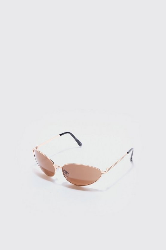 Goldene Metall-Sonnenbrille mit braunen Gläsern