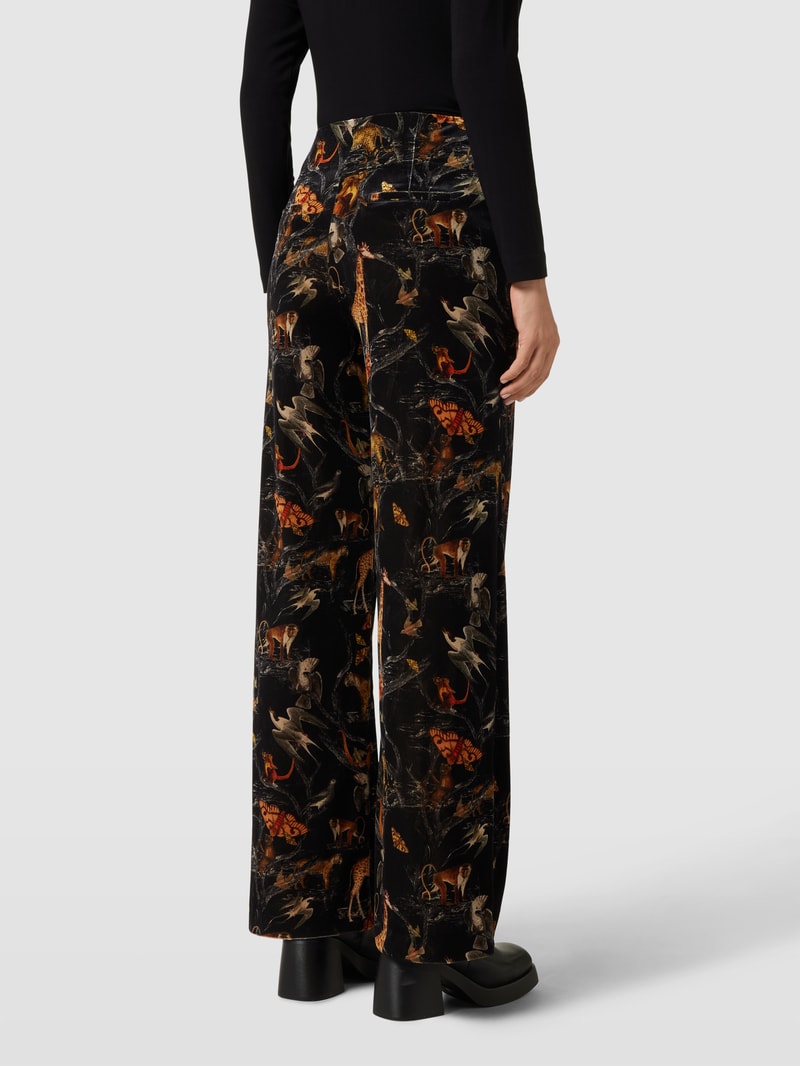 Hose mit Allover-Motiv-Muster Modell 'KIMBERLY' in schwarz