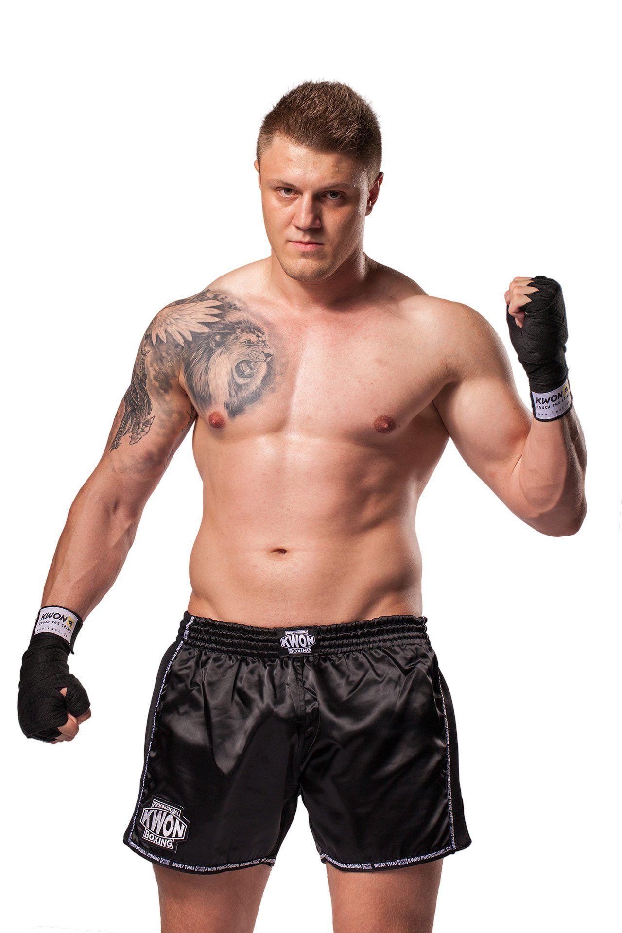 KWON Sporthose Muay Thai Kickboxen Shorts Evolution Hose Thaiboxen MMA kampfsport (PROFESSIONAL, Polyester) Edle Ausführung, Seitenschlitz, XS - XXL