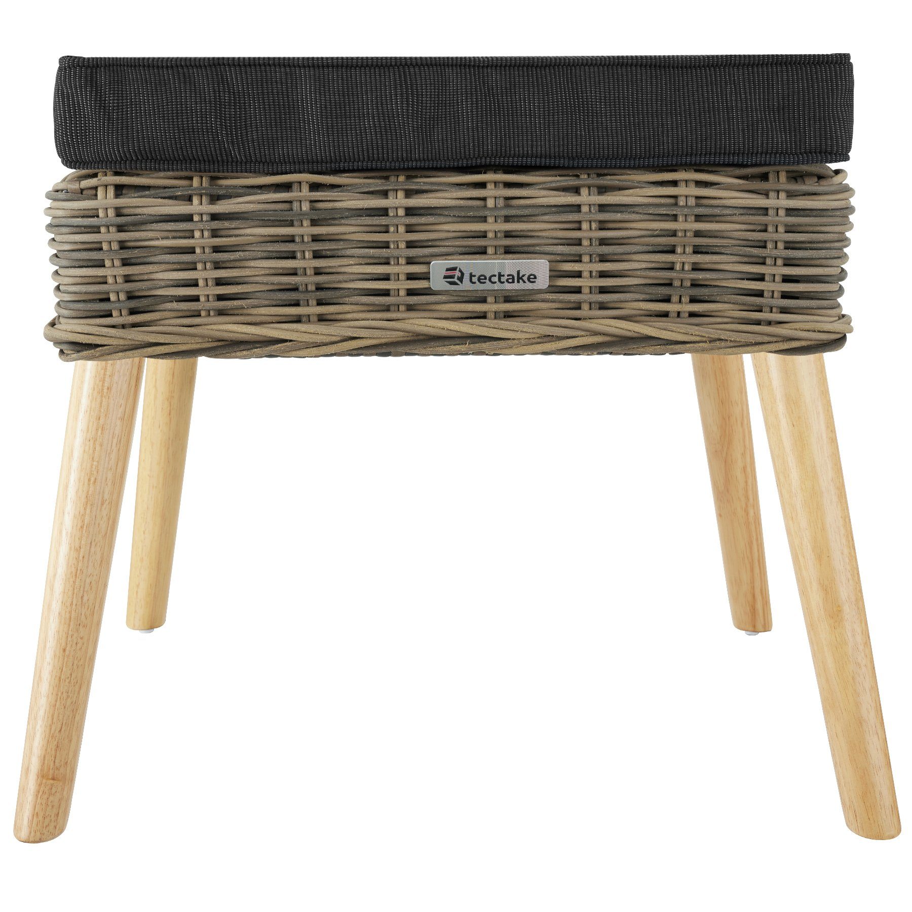tectake Schaukelstuhl Rattan Schaukelstuhl Rovigo mit Fußbank Vibo (1er, 1 St), Abnehmbare Sitzkissen
