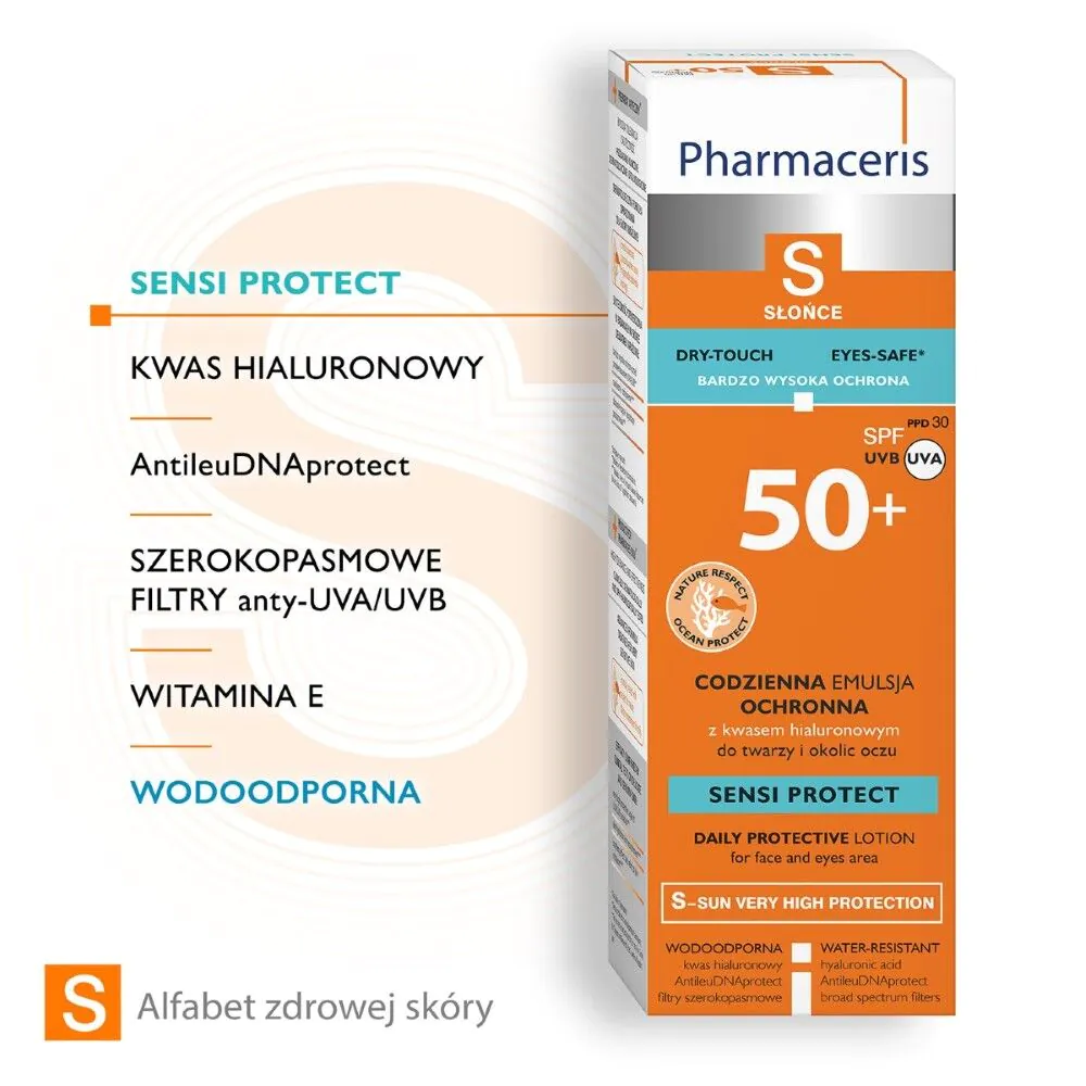 Pharmaceris S Sensi Protect Daglig Beskyttende Emulsion til Ansigt og Øjenområde SPF50+