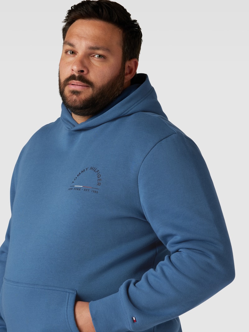 PLUS SIZE Hoodie mit Label-Print Modell 'SHADOW' in marineblau